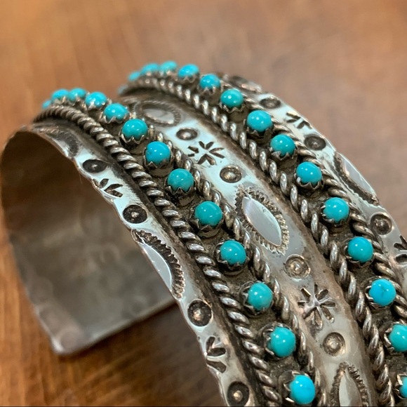 Native American Turquoise and Sterling Silver Cuff Bracelet - Picture 3 of 12